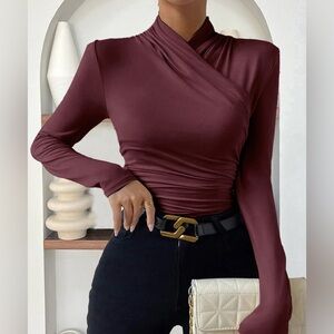 Elegant Burgundy Long Sleeve Top